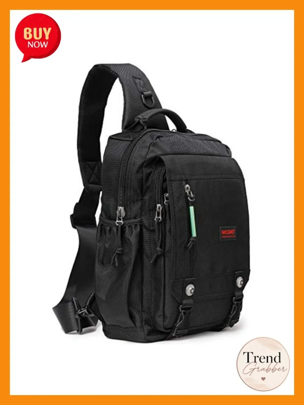 NICGID Sling Bag Water-Repellent Nylon Laptop Crossbody Backpack for Travel